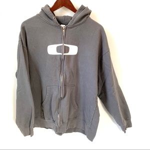 XL Men’s Grey Oakley Zip Up Hooded Sweatshirt